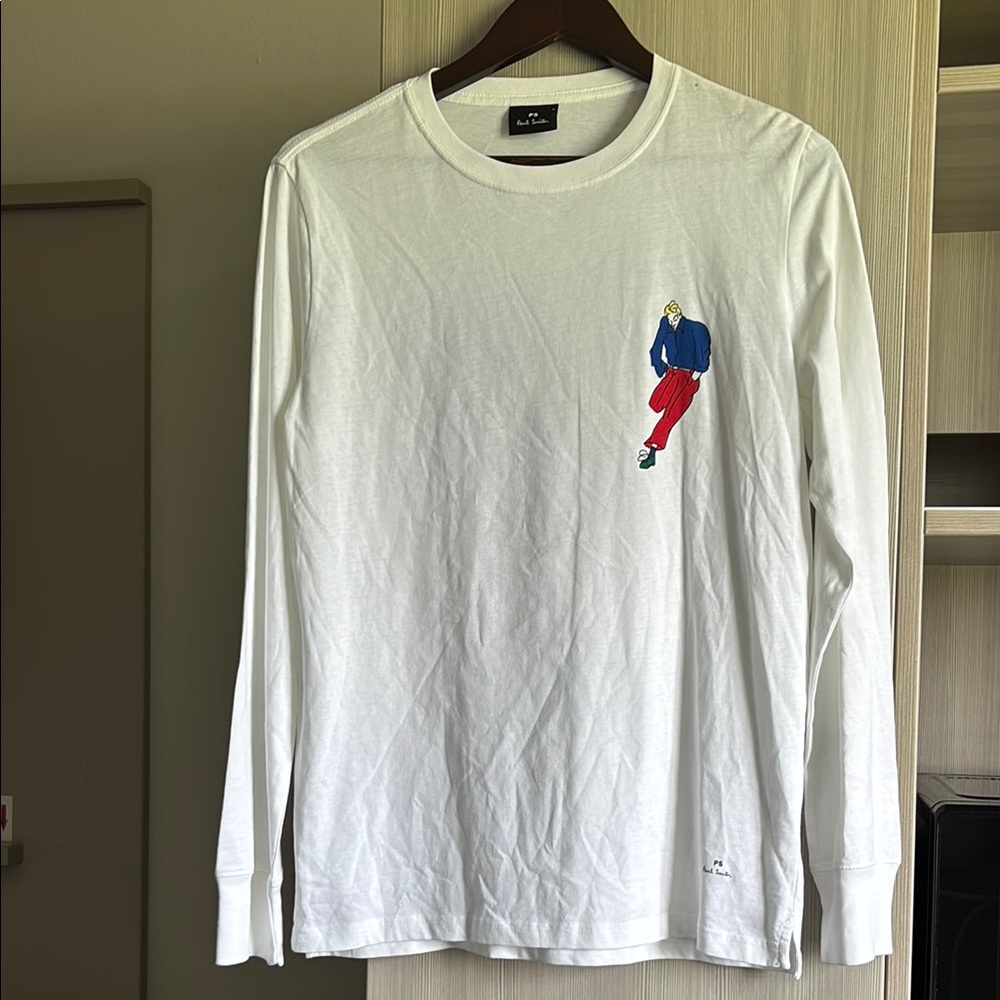 Paul Smith White Long Sleeve Tee with Graphic Design